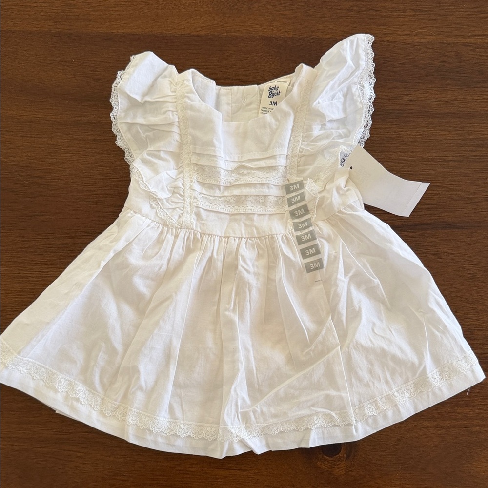 Beautiful White Baby Dress with Ruffles and Bloomers